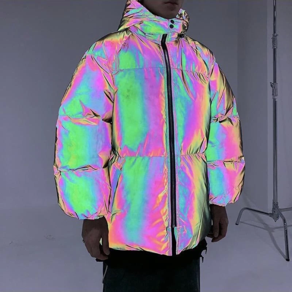 Holographics Reflective Merch Puffer Jacket