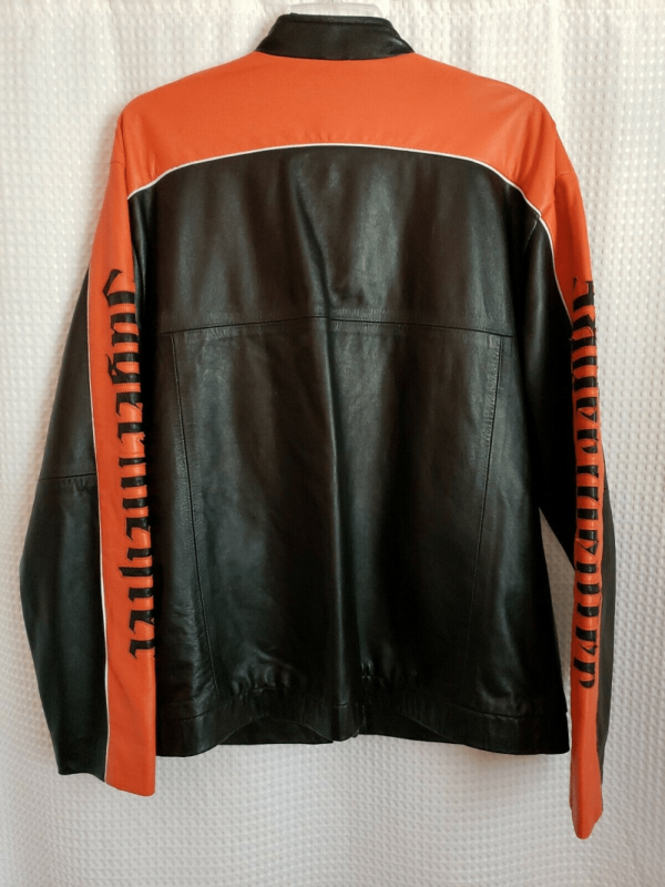 Jagermeister Black And Orange Leather Jackets