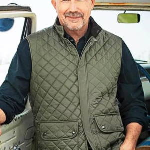 John Dutton TV Series Yellowstone Kevin Costner Military Quilted Vest