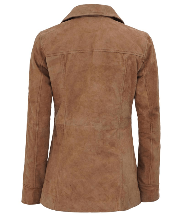 Kandis Biker Brown Suede Leather Jacket - Image 3