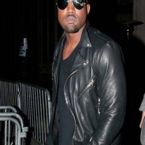 Kanye West Biker Style Black Leather Jacket