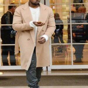 Kanye West Street Style Double Breasted Trench Wool-blend Coat