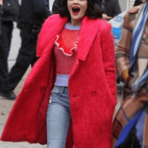 Katy Keenes Lucy Hale Red Double Breasted Wool Coat