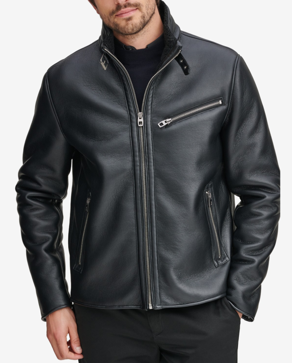 Macys Full Zip Moto Leather Jacket