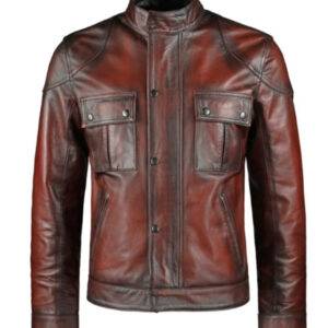 Marc Jacobs Double Breasted Pockets Brown Leather Jacket