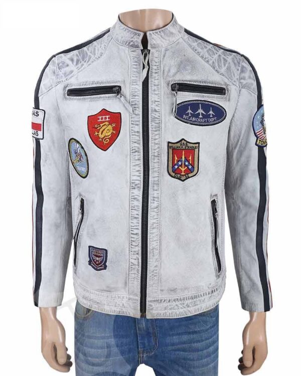 Top Gun Maverick White New Leather Jacket