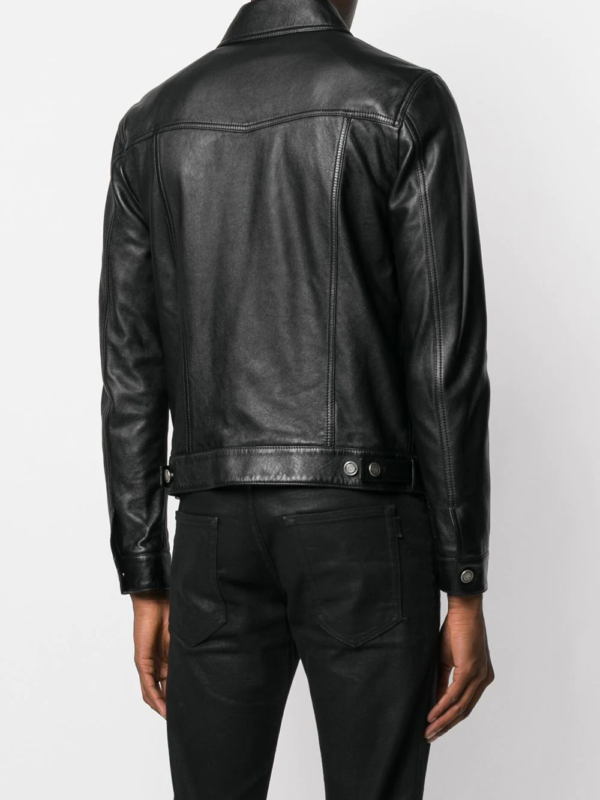 Mens Button Leather Jacket