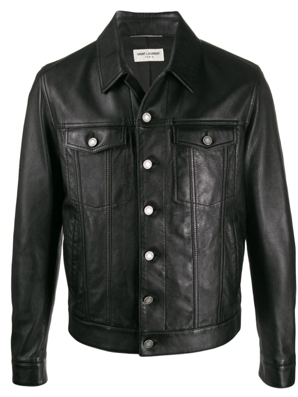 Men's Button-up Leather Jacket