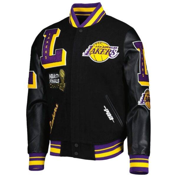 Men's Los Angeles Lakerss Pro Standard Black Mash Up Capsule Varsity Jacket