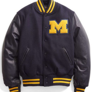 Michigan Black Bomber Varsity Letterman Jacket