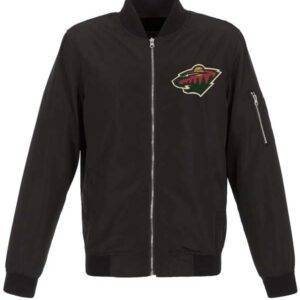 Minnesota Wild Lightweight Black Nylon Bomber Jacket