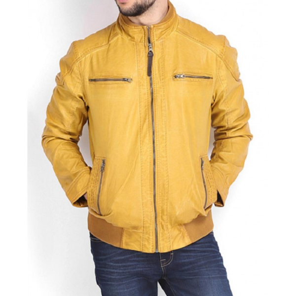 Mustard Color Leather Jacket