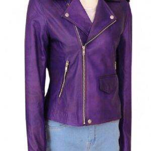 Oceans Eight Anne Hathaway Daphne Kluger Purple Leather Jacket