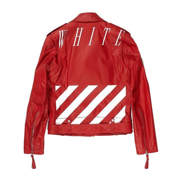 Off White Red Leather Jacket