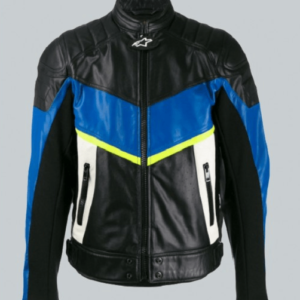 Panelled Color Biker Leather Jacket
