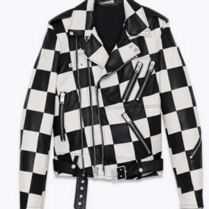Paris Buckingham Bold And The Beautiful Checkered Leather Jacket