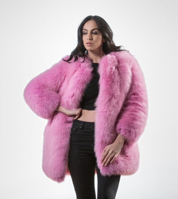 Pinks Fluffy Fox Fur Jacket