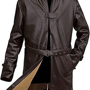 Mens Famous WD Brown Watch Dogs Leather Coat
