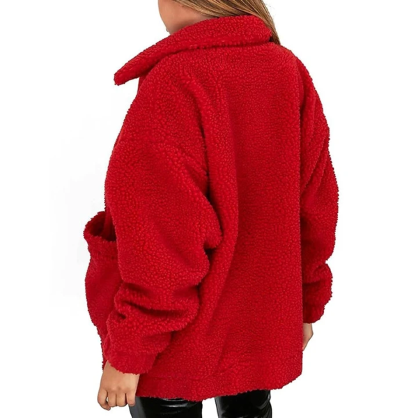 Red Faux Furs Teddy Bear Jacket