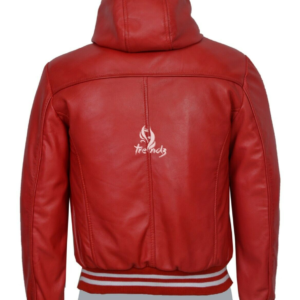 Red Hooded Leather Jacket