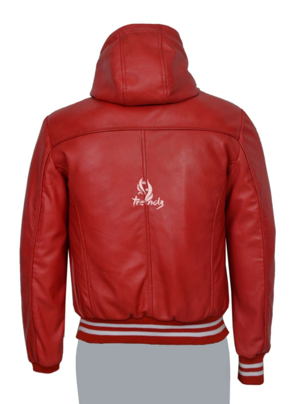 Red Hooded Leathers Jacket