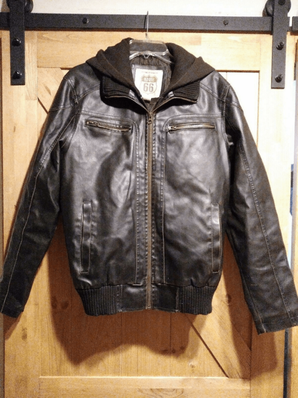 Route 66 Leather Jacket With Hood