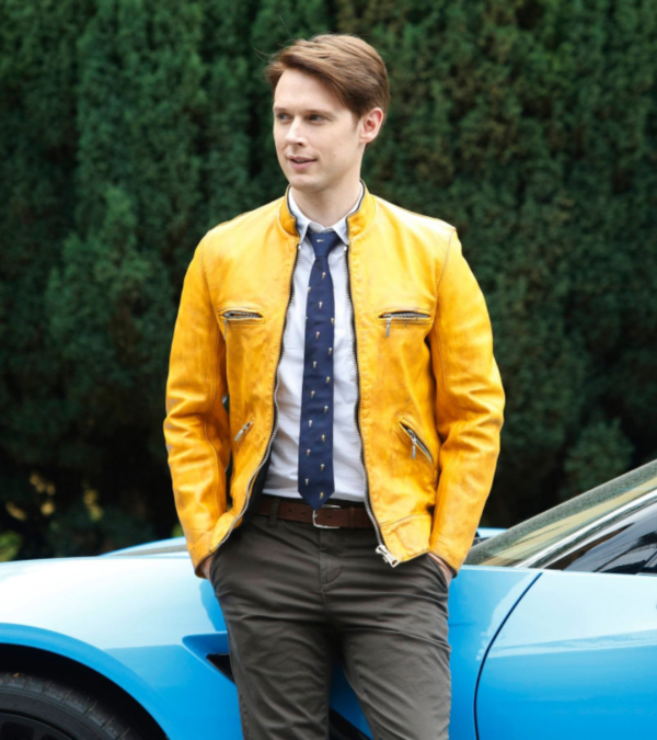 Samuel Barnett Yellow Leather Jacket