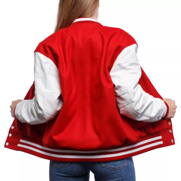 Scarlet Wool Body Bright White Leather Sleeves Lettermans Jackets