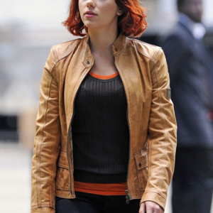 Scarlett Johansson Avengers Tan Browns Jacket