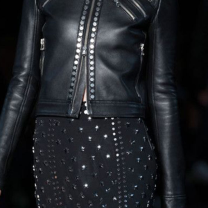Womens Black Leather Silver Studded Jacket