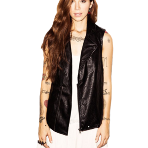 Singer Christina Perri Leather Vest