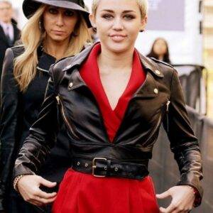 Singer Miley Cyrus Motorcycle Leather Jacket