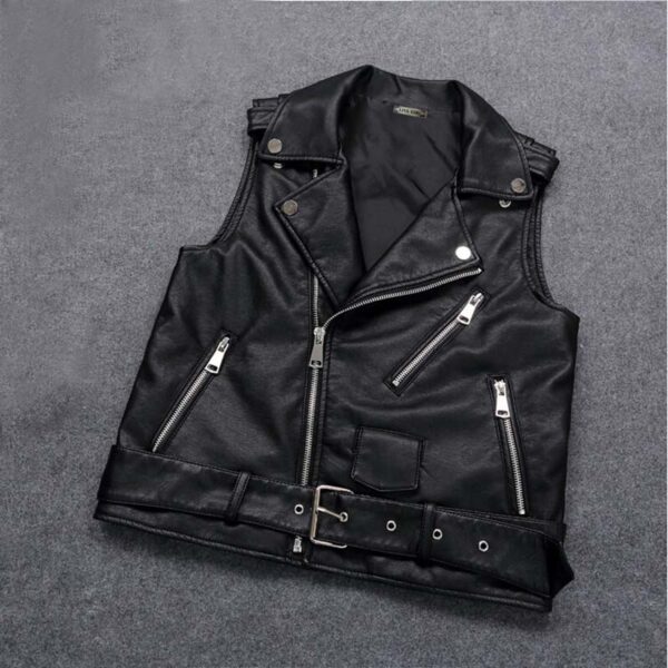 Sleevelesss Biker Leather Jacket