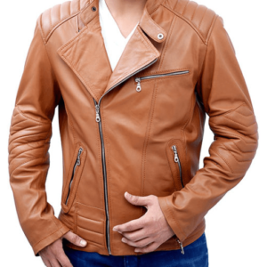 Slims Tan Biker Leather Jacket