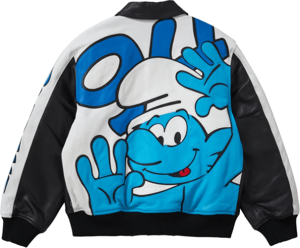 Smurfs Supreme Blacks Varsity Leather Jacket