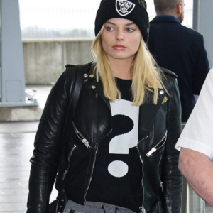 Stylish Margot Robbie London Airport Leather Jacket