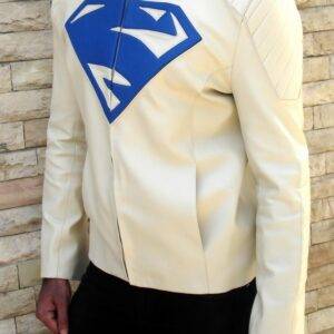 Superman New Man 2013 Of Steel Ivory Leather Jacket
