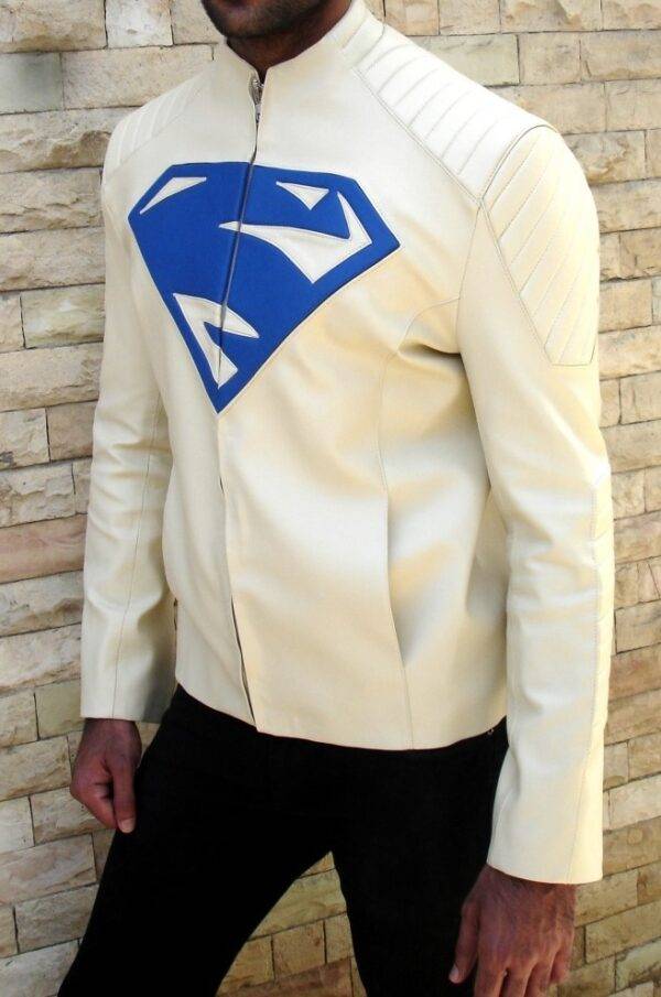 Superman 2013 New Man Of Steel Ivory Leather Jacket