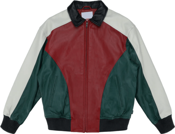 (Front) Supreme Studdeds Arc Logo Red Leather Jacket