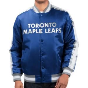 Toronto Maple Leafs Blue Varsity Satin Jacket