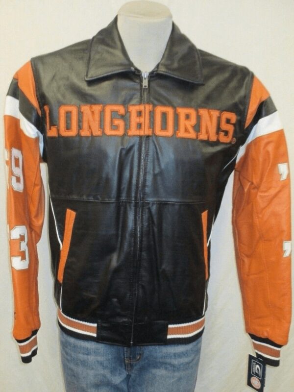 Men Texas Longhorns NCAA Leather Jacket