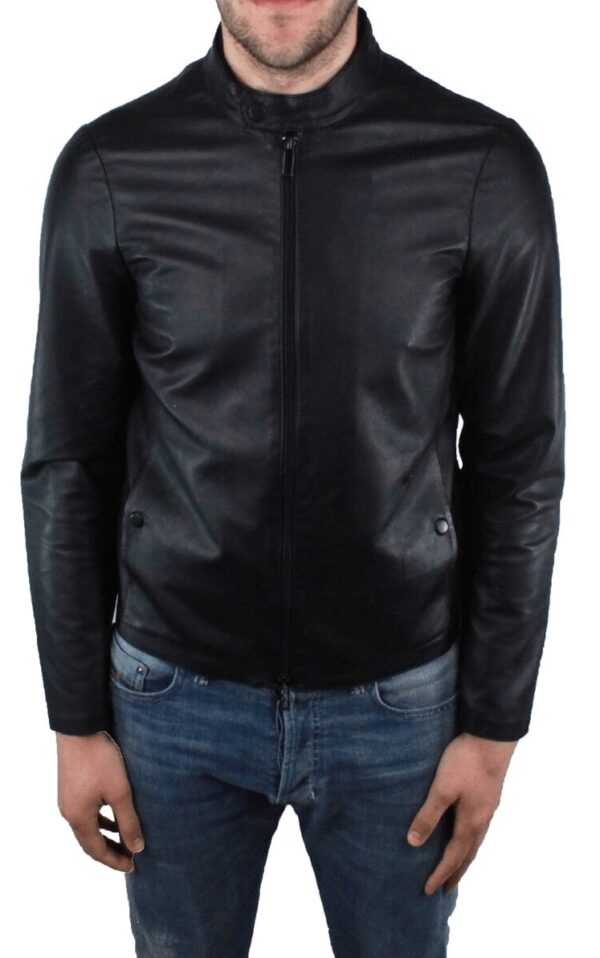 Mens Emporio Armani Black Leather Jacket