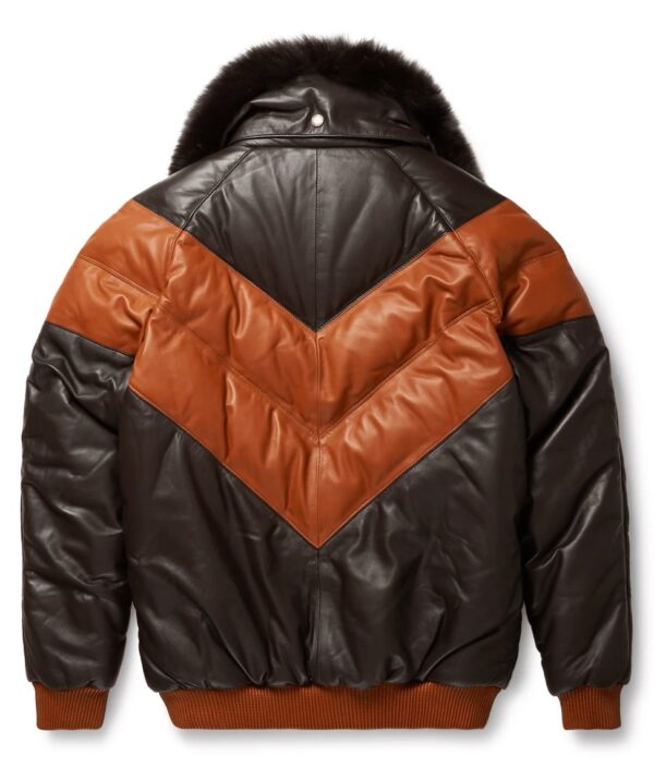 Country Goose V-bomber Two-tone Brown/tan Leather Jacket