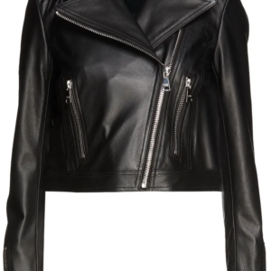 Victoria Beckham Cropped Black Leather Jacket