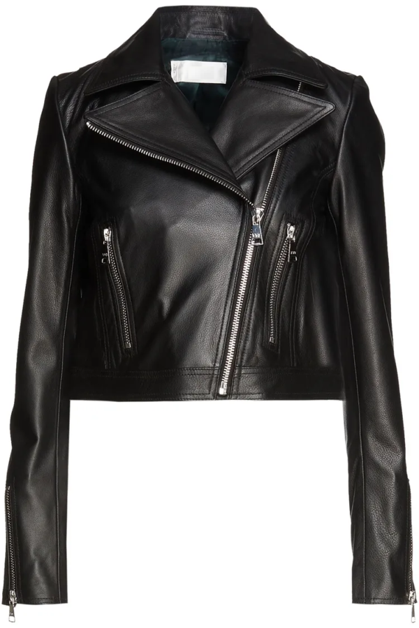 Victoria Beckham Cropped Black Leather Jacket