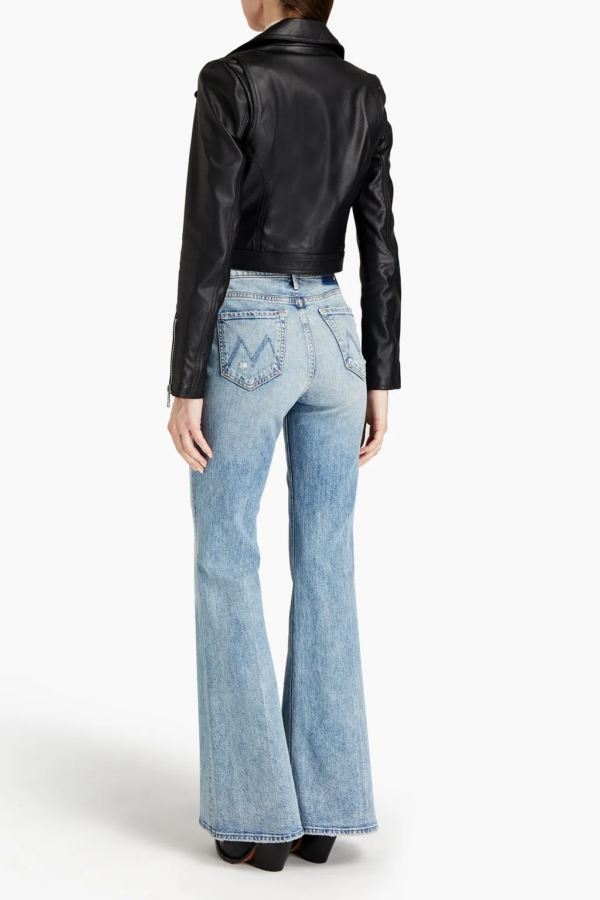 Victoria Beckham Cropped Black Leather Jacket - Image 3