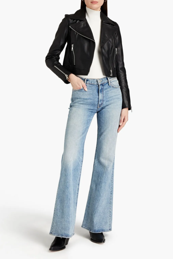 Victoria Beckham Cropped Black Leather Jacket - Image 2