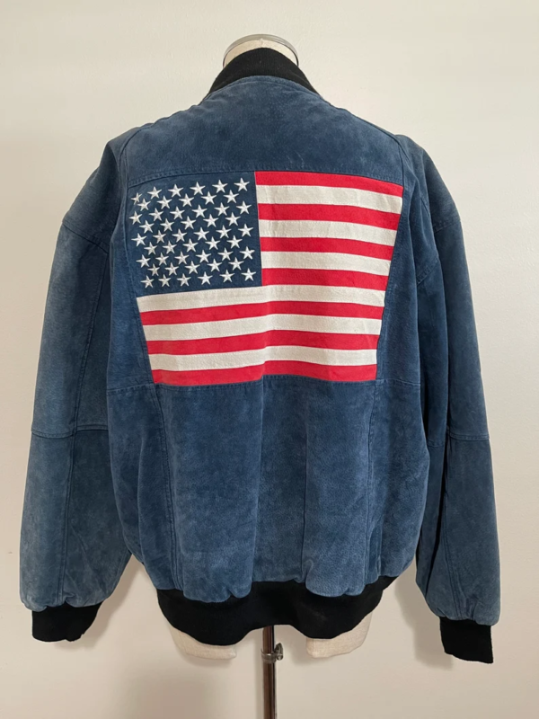 Vintage God Bless America Patriotic Suede Bomber Jacket