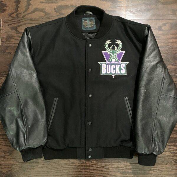 Vtg Milwaukee Bucks Nba Basketball Varsity Leather Letterman Jacket