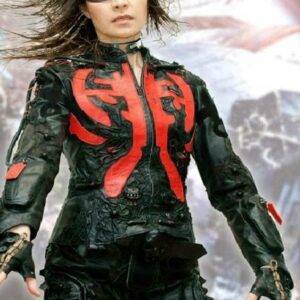 Women’s Cyberpunk Red Black Color Leather Jacket